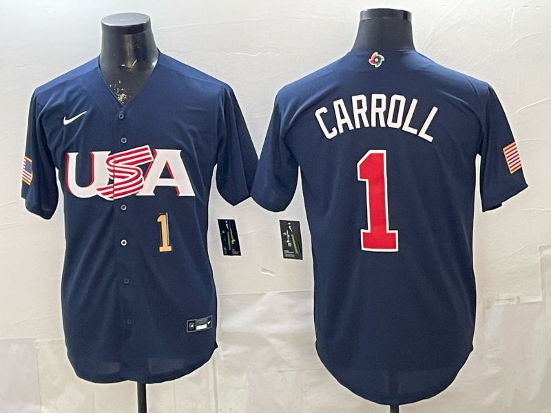 Men 2026 World Cub USA #1 Carroll Blue Nike MLB Jersey style 03->more jerseys->MLB Jersey